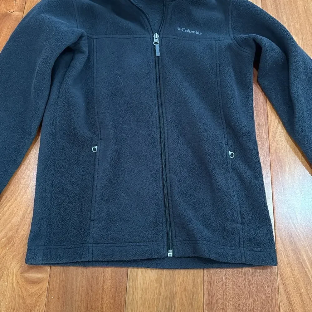 Columbia Fleece Jacket Kids Black Full Zip Mock Neck M‎ 10/12